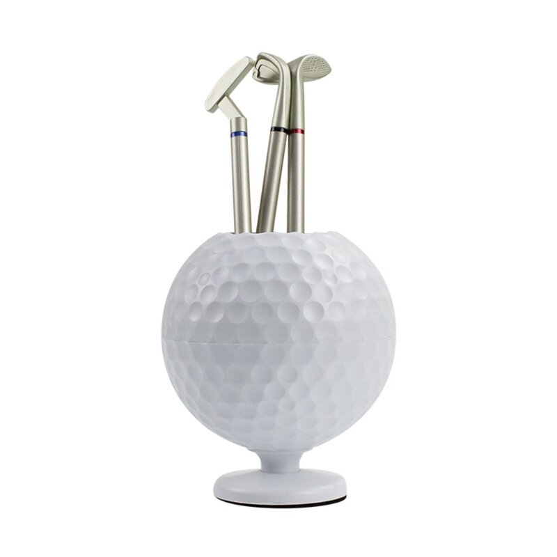 Bola de golfe caneta titular caixa organizadora, caixa de base antiderrapante, lápis de golfe decoração, mini 3 cores, 1 conjunto