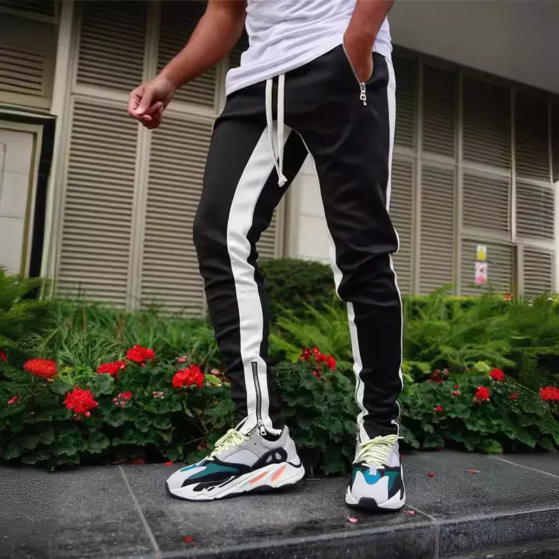 Celana olahraga kebugaran pria, bawahan Jogging Hip Hop modis santai olahraga jalanan 2024