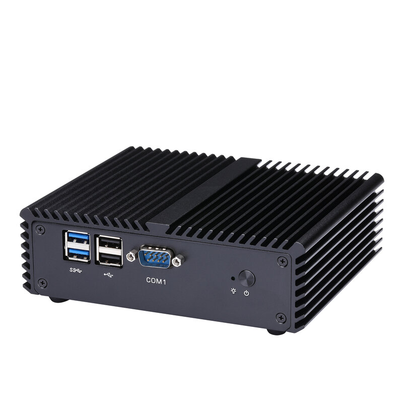 Qotom-Mini PC Fanless com Intel Core i3, 5005U, i5 4200U, PC industrial, 2 LAN, 4 RS232, computador desktop