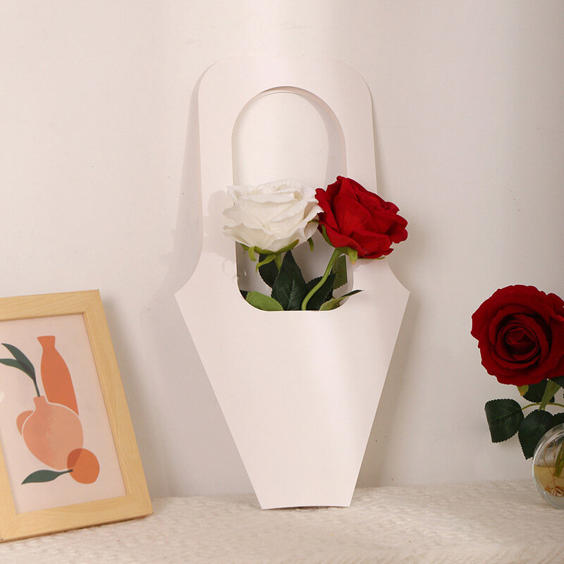 1Pc Handle Kraft Paper Flower Bags Flowers Wrapping Gift Flower Packaging Boxes For Home Wedding Party Decoration
