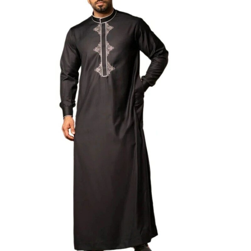 Homem islâmico kaftan thobe árabe islâmico robe médio oriente kaftan, homem casual manga longa thobe robe islâmico vestido longo