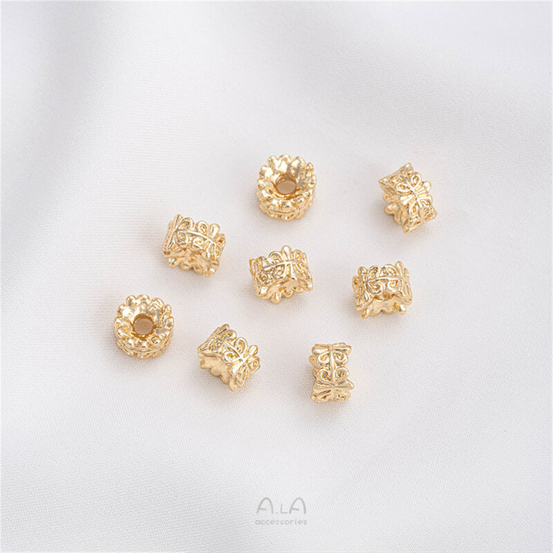 14 Karat Gold umwickelte Garn kugel, Rosen ring, getrennte Perlen, hand gefertigtes Perlen-DIY-Armband, Halskette, Zubehör materialien c376