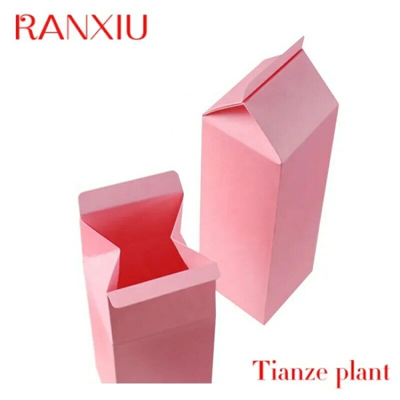 Пользовательская печать на заказ, картонные подарочные коробки из крафт-бумаги розового цвета в форме молока, Упаковочная бумажная коробка