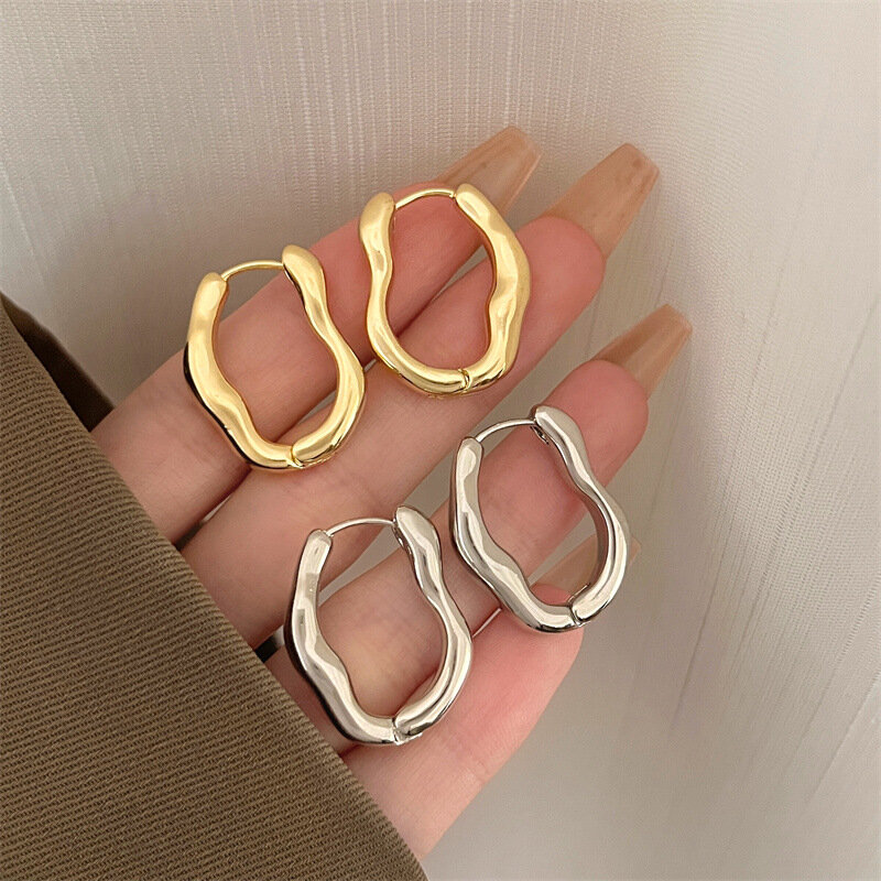 Adolph-Boucles d'oreilles créoles géométriques en métal pour femmes, boucles d'oreilles minimalistes irrégulières, bijoux tendance, cadeau de mode, nouveau design, 2023