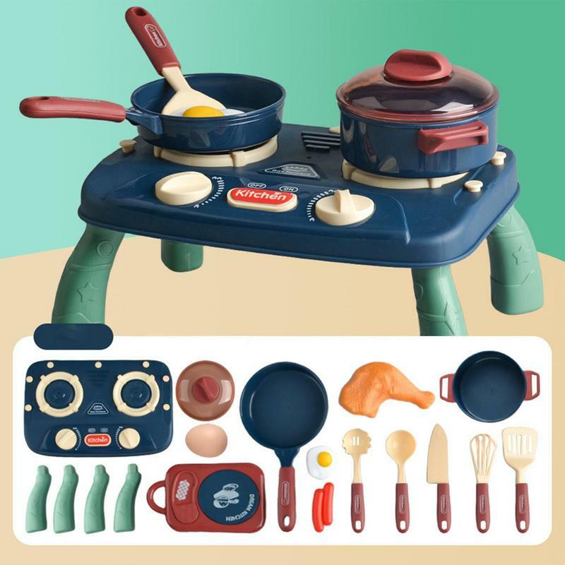 子供に優しいキッチン遊びセット、調理器具おもちゃ、食品セット、鍋、フライパン、調理器具、幼児、19個