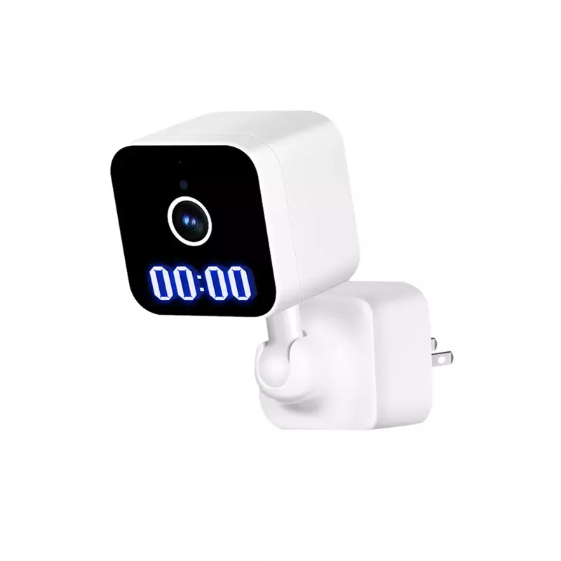 Câmera de segurança WiFi Plug in, visão noturna IR, 1080P HD, detecção de movimento com relógio digital, controle Tuya Smart APP para bebê, pet, cachorro