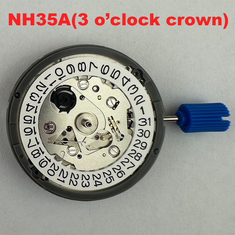 Movimiento mecánico NH35/NH35A con apertura de fecha negra, kit de repuesto de alta precisión para movimiento automático de reloj de lujo