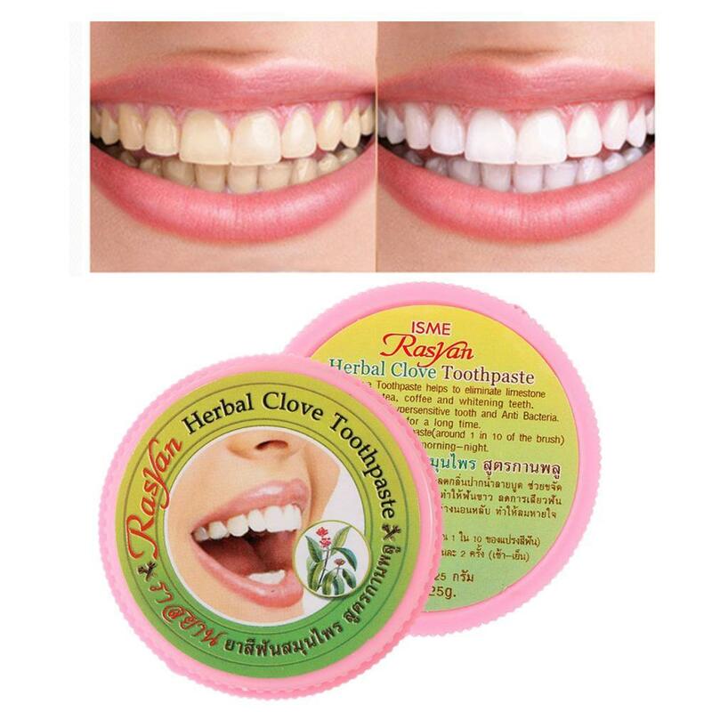 Pasta de dientes Rasyan Herbal Natural, pasta de dientes para blanquear los dientes, elimina el mal aliento, pasta dental tailandesa