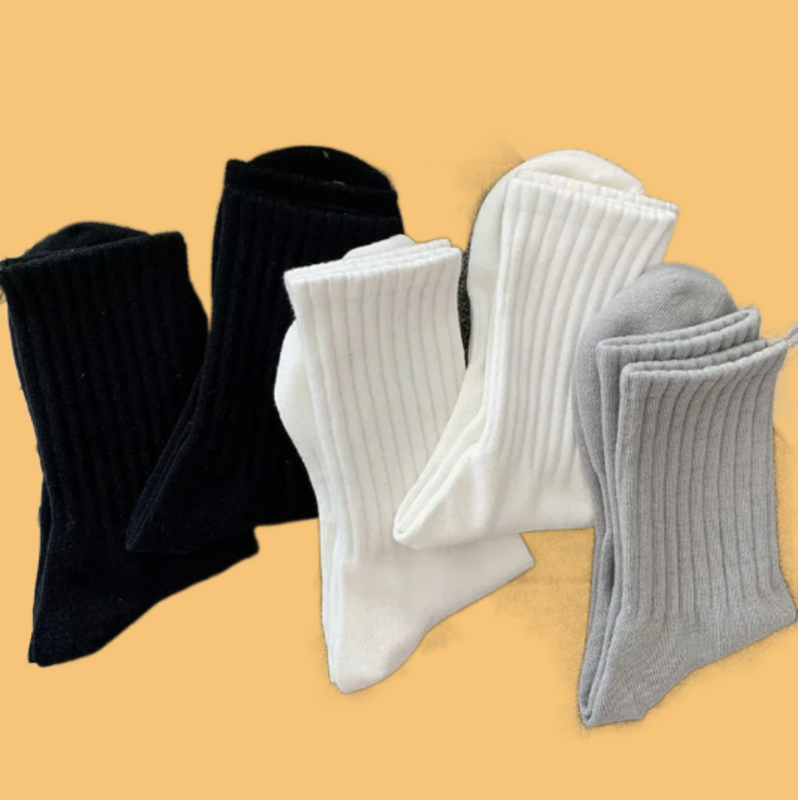 5/10 Pairs Men Sport Socks Black White Warm Autumn Winter Male Breathable Solid Color Long Middle Tube Casual Socks for Men