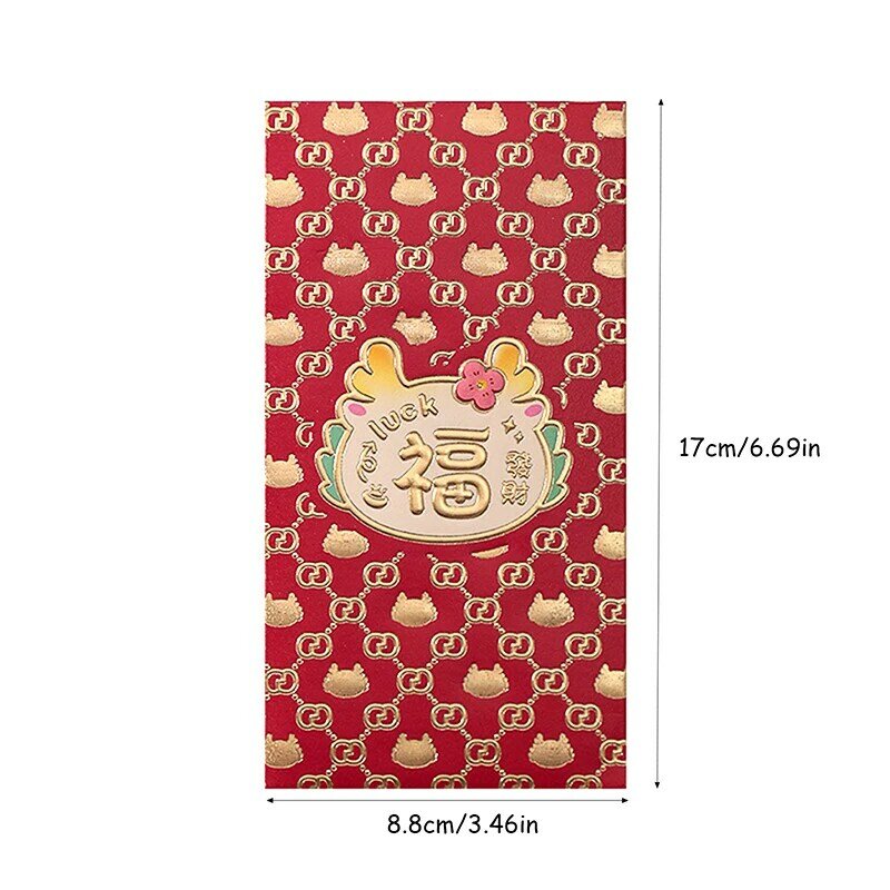 6pcs Chinese New Year Lucky Red Envelope Dragon Gift Envelope Dragon Year 2024 Money Pocket New Year Decorations