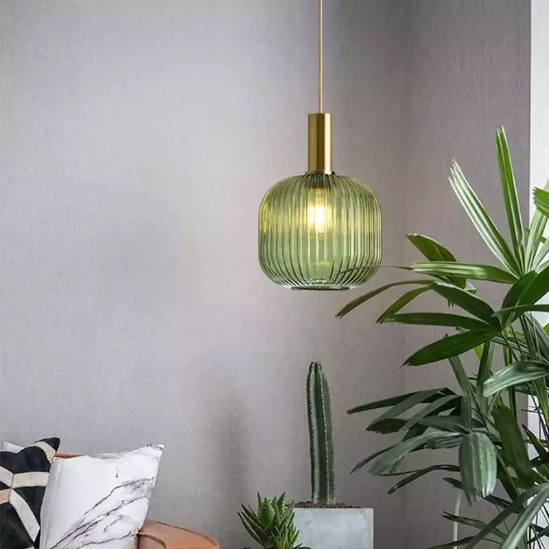 Nordic Retro restaurant colorfull Glass pendant lights Creative living room Lamp Simple bedside lamp LED E27 light