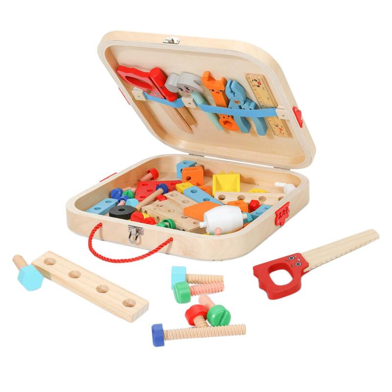 Wooden Kid Tool Set Pretend Toy for Living Room Birthday Gift Toddlers