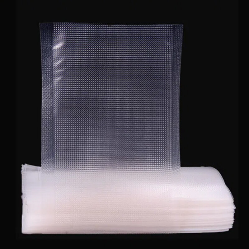 100 Stks/partij 15X25Cm Vacuüm Opbergzak Plastic Getextureerde Opbergtas Voor Vacuüm Sluitmachine Voedselbesparende Verpakker Afdichtzak Keuken