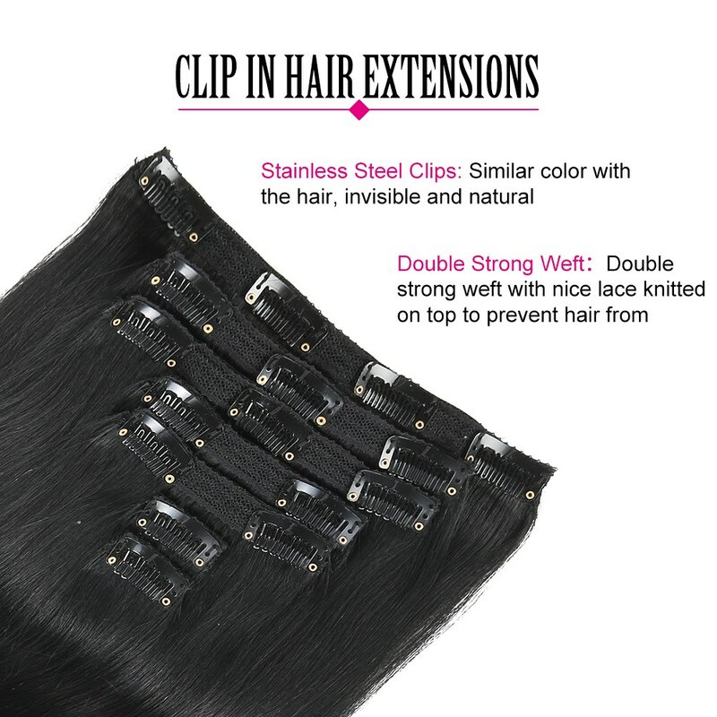Clip in Extensions menschliches Haar 12-18 Zoll Clip in natürlichen dicken glatten Haar verlängerungen nahtlose Haut Schuss Clip-on Haar teile