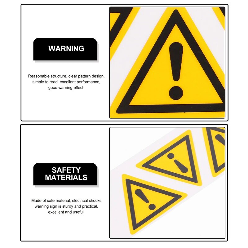 Stiker 5 buah tanda segitiga tanda bahaya exclammark stiker kuku untuk peringatan Pp kertas sintetis diri
