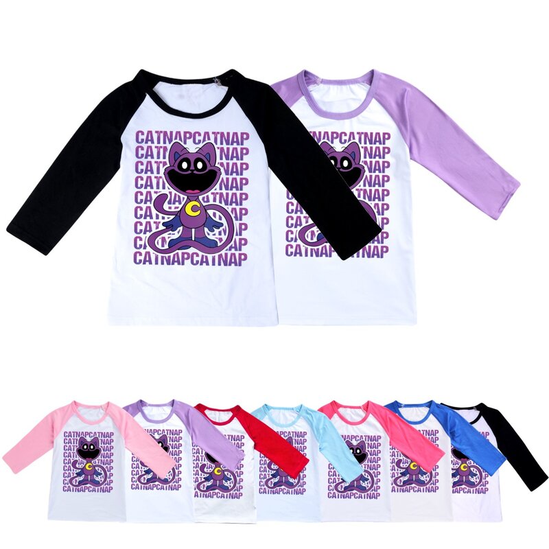 Camiseta infantil casual 3/4, tops infantis, roupas da moda das meninas, casas sorridentes, Sonrientes