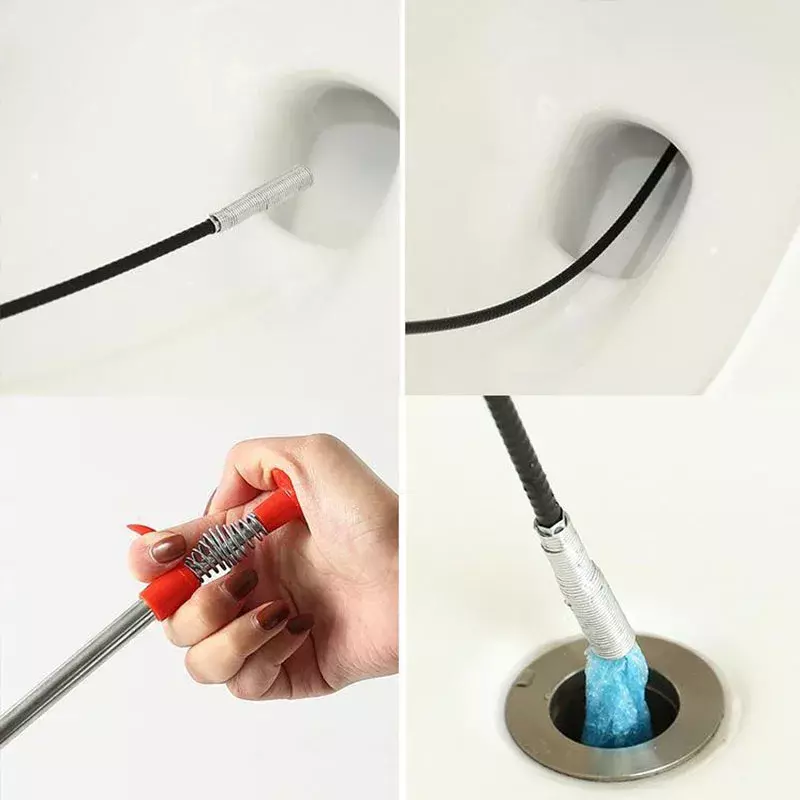 60cm Sewer Pipe Unblocker Bathroom Hair Sewer Sink Cleaning Tools Snake Spring Pipe Dredging Tool Kitchen Accessories