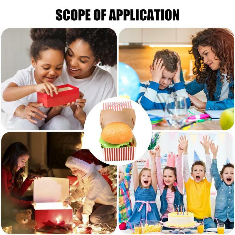 3D Burger Stress Relief Toy para Kid, Squishys Hamburger Brinquedos, Silicone brinquedo sensorial, Tearable