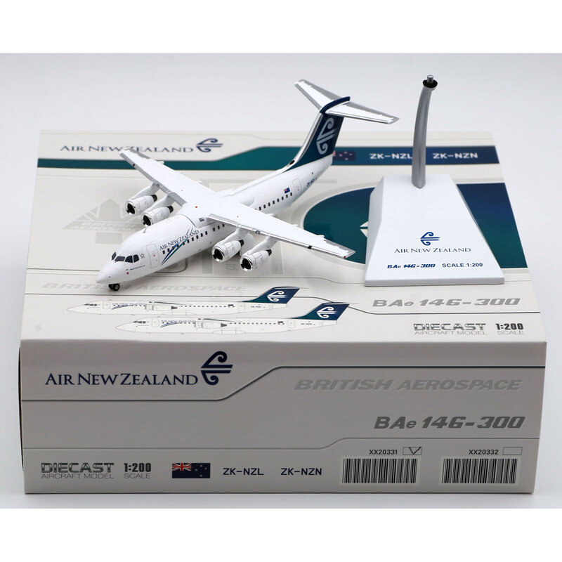 Avión de aleación coleccionable, modelo de avión BAe146 fundido a presión, modelo XX20331, JC Wings 1:200Air, Nueva Zelanda Link, ZK-NZL