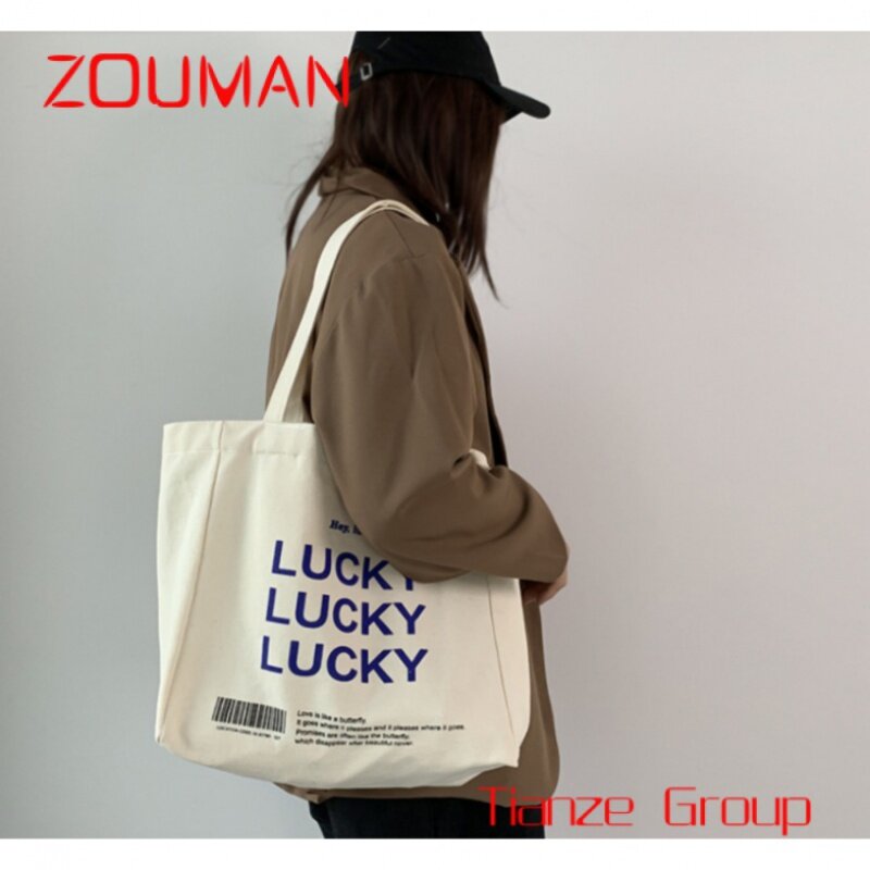 Custom , Eco cotton tote bag with multiple pockets canvas bag with custom logo