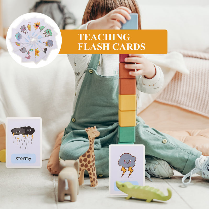 Household Flash Cards Learning Flashcards Portable Word Weather Cognition Teaching Waterproof Kids Early Educational