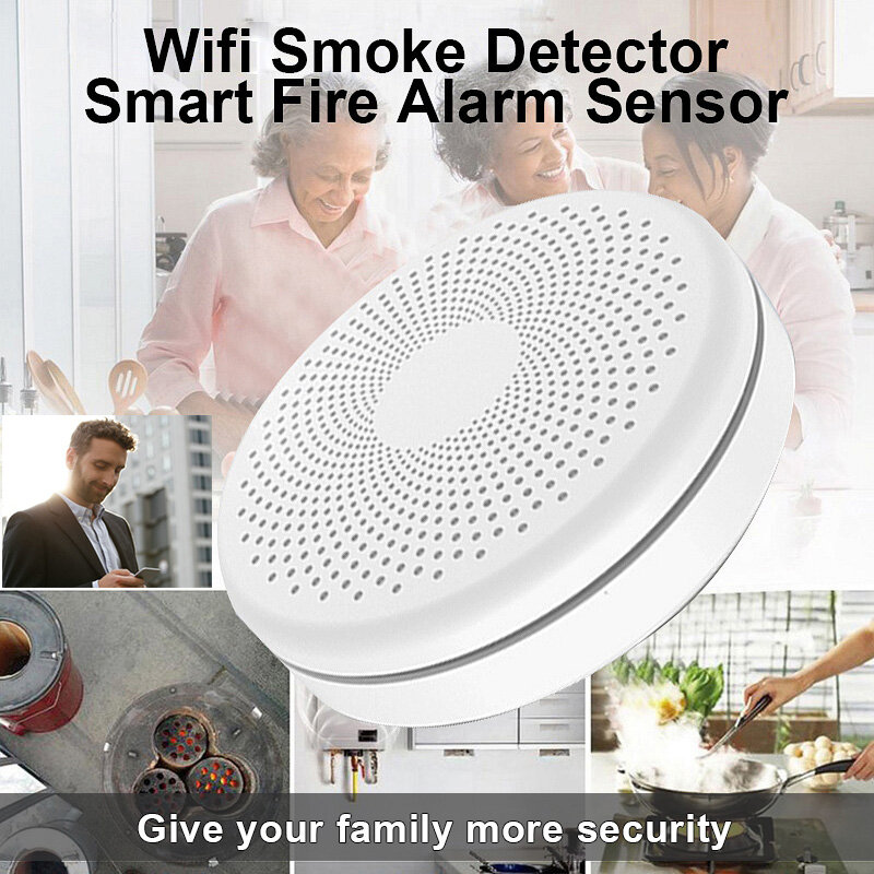 Pendeteksi asap & Co cerdas WiFi, versi 2 dalam 1, Alarm karbon monoksida ruang tamu, toko dapur, PIR Sensor suara peringatan