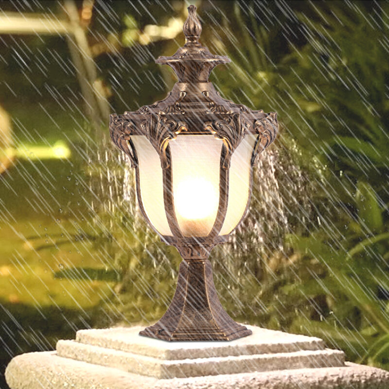 Outdoor Lamp Vintage Bronze Pillar Light Post Lamp Garden Fence Lantern Lamp Patio Lamp