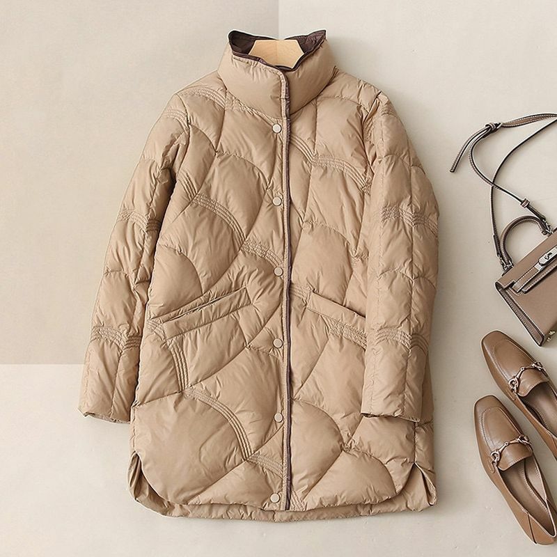 Зимнее хлопковое пальто для девочек, зимняя одежда, пальто, утепленная теплая Женская парка средней длины, свободное хлопковое студенческое пальто с воротником-стойкой