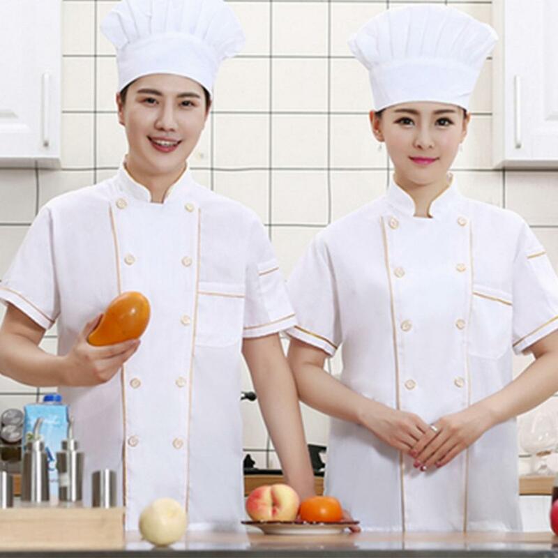 High-quality Chef Outfit Breathable Stain-resistant Chef Uniform for Kitchen Bakery Restaurant Double-breasted Short Sleeve