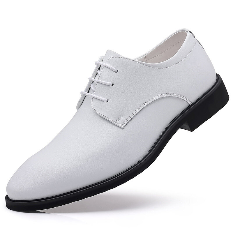 Zapatos De vestir con punta estrecha para Hombre, calzado informal De negocios, cuero blanco, Oxfords
