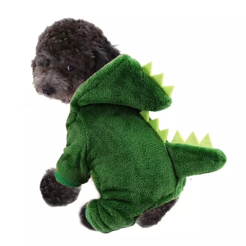 Halloween Dinosaur Cosplay Costume para Animais de Estimação, Casaco Quente, Hoodies De Lã, Suéter, Roupas para Cães Pequenos e Gatos, Engraçado, Inverno