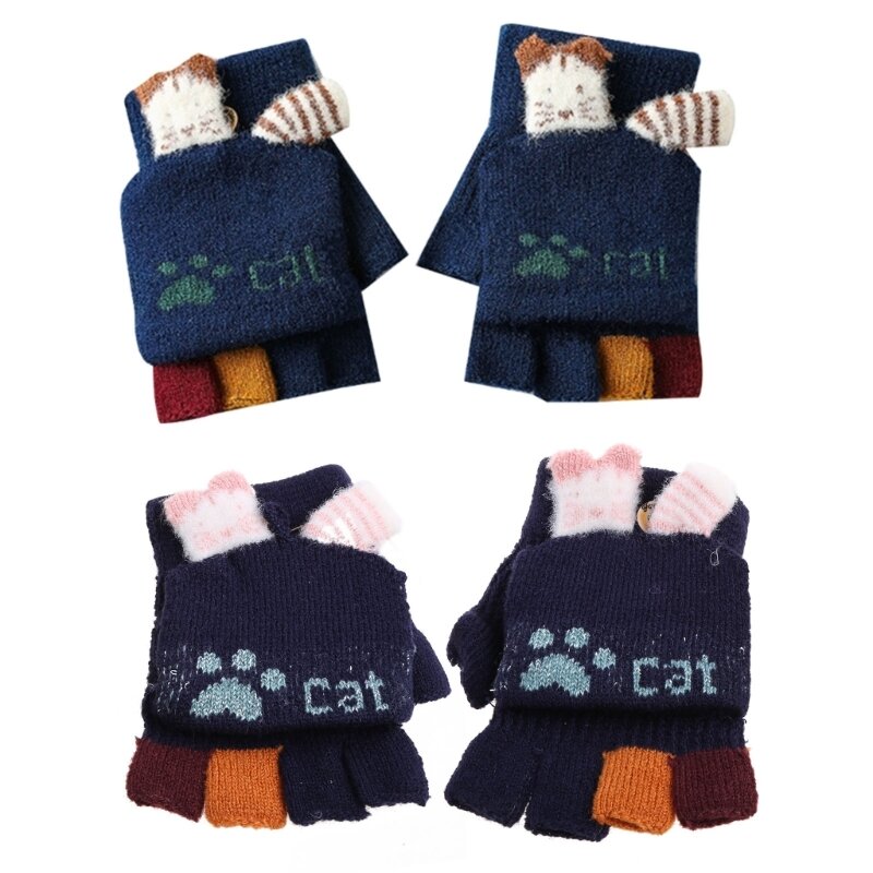 Rękawiczki dziecięce pół palca rękawiczki przytulne Knitting jesień ogrzewacz dłoni dziecko odzież akcesoria maluch Kid zagęszczony rękawiczki G99C