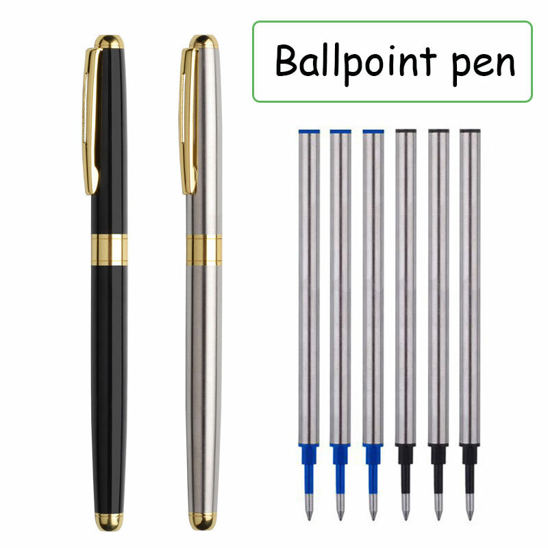 Bolígrafo de alta calidad para firma de negocios, material de acero inoxidable, recarga reemplazable, suministros escolares de oficina, papelería