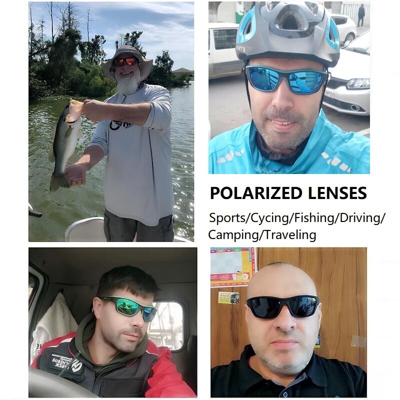 الرجال الاستقطاب الصيد النظارات الشمسية مع سلسلة نظارات للرجال النساء القيادة التنزه نظارات الشمس الصيد مكافحة وهج UV400 نظارات