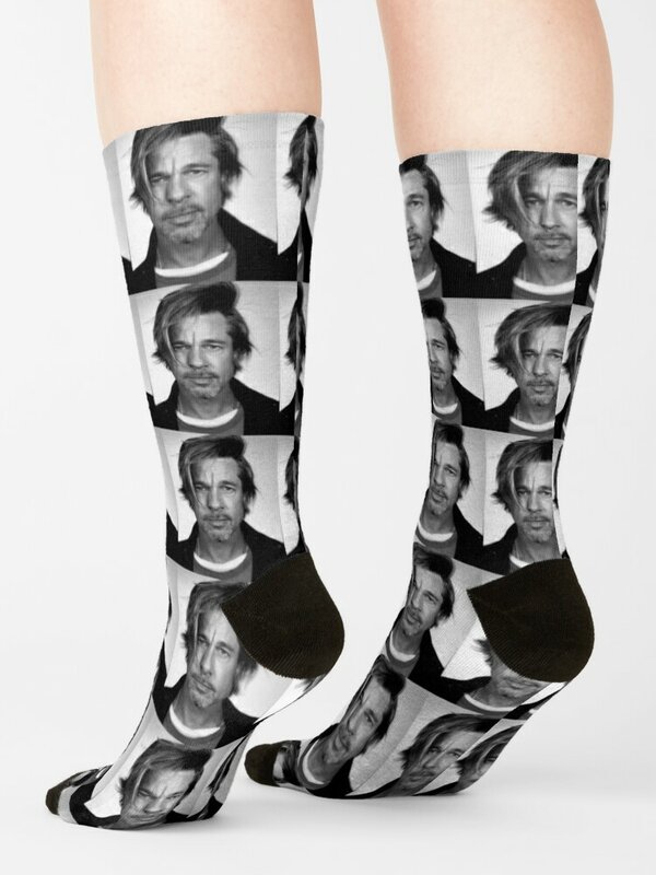 Brad pitt-calcetines de fútbol antideslizantes para hombre y mujer, medias deportivas de lujo, personalizadas, felices, anime