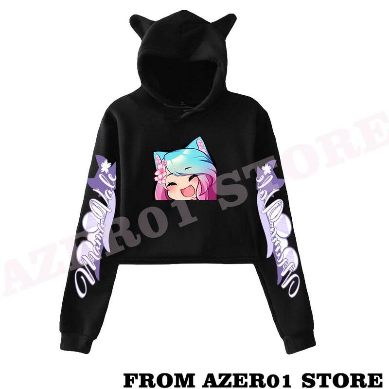 Vtuber Silvervale Merch Cat Cropped Hoodies Women/Girl Hooded Crop Tops Loose Sweatshirt Hooded Sweater long sleeve