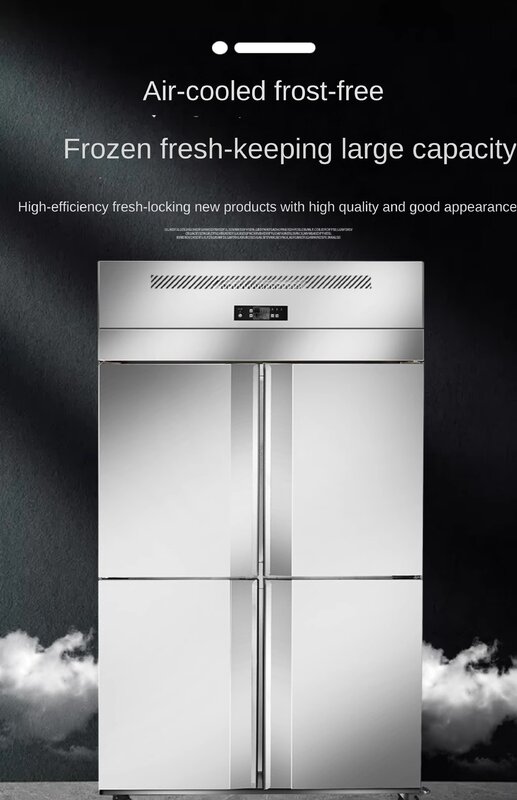 ZF-Réfrigérateur Vertical à Quatre Portes en Acier Inoxydable, Congélateur Indispensable pour la Conservation de la Fraîcheur