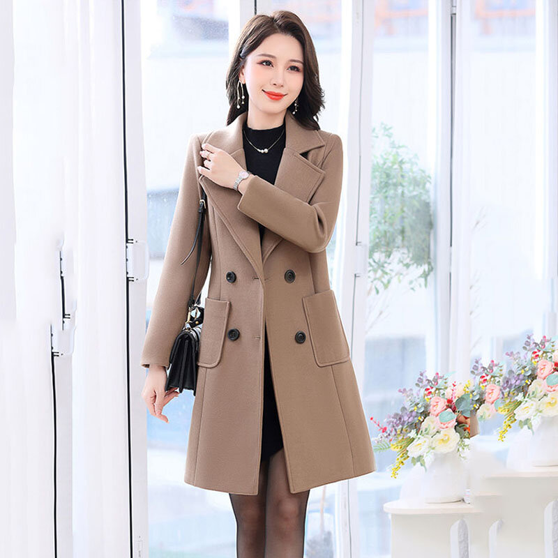 2023 il nuovo cappotto temperamento Cashmere di alta qualità è alla moda e alla moda e la madre di mezza età mantiene il cappotto di lana caldo