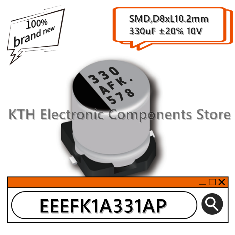 10 szt. 100% fabrycznie nowy EEEFK1A331AP EEE-FK1A331AP aluminiowe kondensatory elektrolityczne 330uF 10V smd8x 10,2mm jedwabny monitor 330 AFK