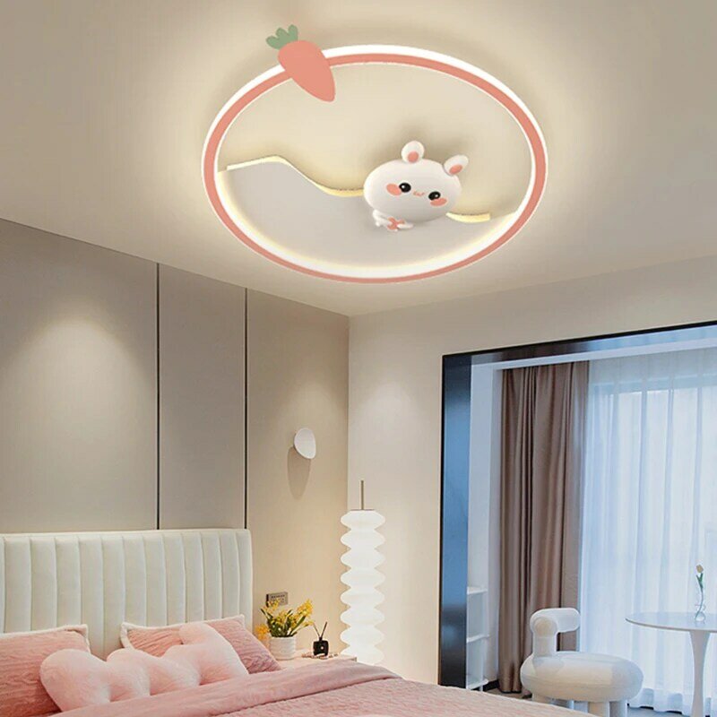 Plafonnier lapin rose pour chambre d'enfant, lampe créative, ameublement de maison moderne, lumières LED mignonnes, salon, chaussures