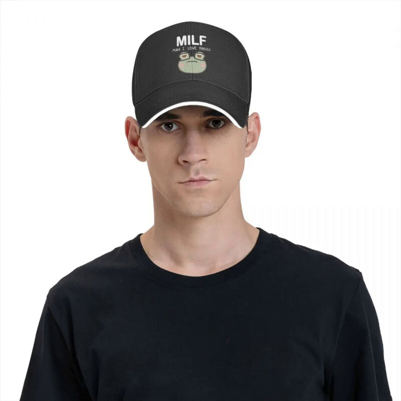 Katak dengan kacamata MILF MEME ART topi bisbol pria topi wanita Visor tabir surya topi Snapback