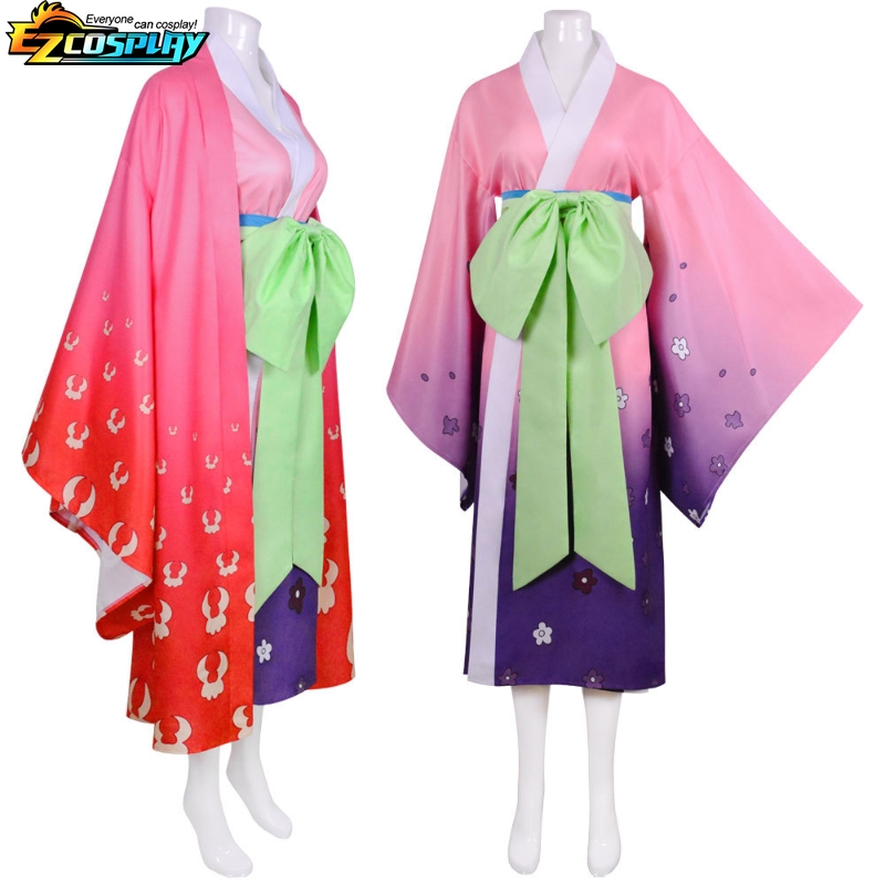 Anime Kimono Cosplay Traje, Kozuki Hiyori, Uniforme de bola carnavalesco, Terno estampado rosa, Casaco, Saia, Arco, Carnaval de Halloween