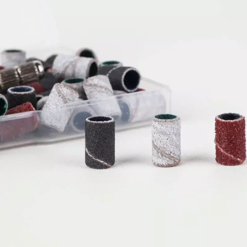 Fasce per anelli di levigatura per unghie 80/120/180Grit Electric Manicure Drill teste di molatura Gel UV Polish Removal Pedicure strumenti abrasivi