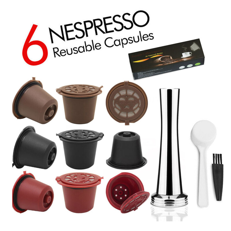 Reusable Coffee Capsule for Nespresso Machine with Stainless Filter Mesh icafilas Refill Espresso Pod Kitchen Tamper Accessories