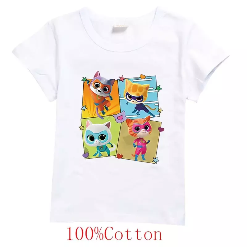 Game Super Cat Costume Kids SuperKitties T Shirt Baby Girls Summer Clothes Toddler Boys Cotton Tshirt Children Short Sleeve Tops