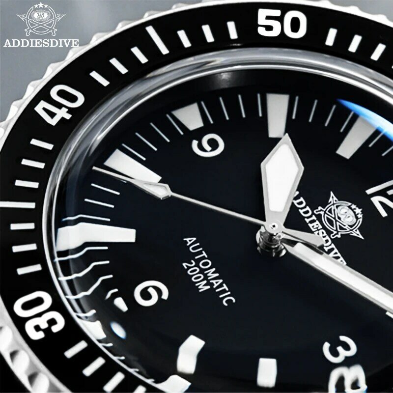 ADDIESDIVE 남성용 럭셔리 시계, 200M 방수, 야광 사파이어 크리스탈, 316L 스틸, 자동 기계식 시계, Montre Homme