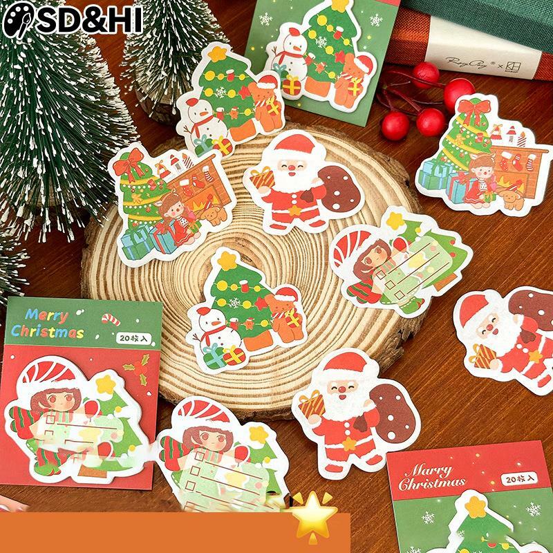 20 Sheets Merry Christmas Memo Pad Cute Message Notes Decorative Notepad Note Material Paper Stationery Office Supplies Gift