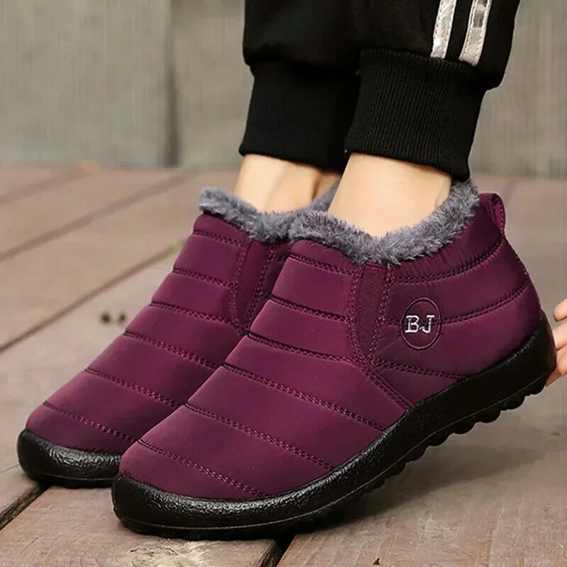 Зимняя обувь Botines сохраняют тепло ботильоны для снега Botas Mujer без шнуровки черные зимние ботинки фиолетовые плюс черные Botas Mujer низкая цена