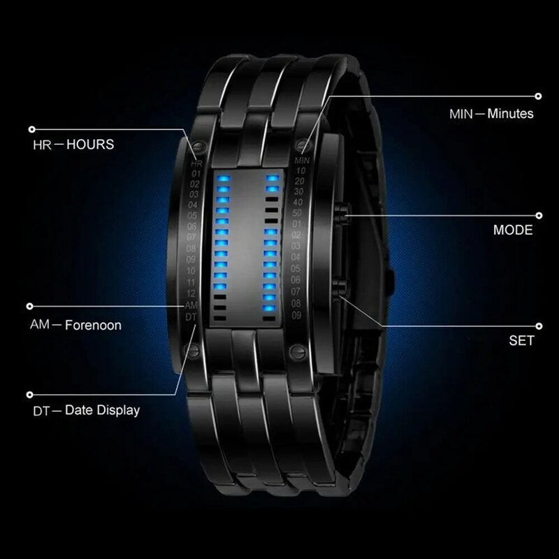 Часы наручные для влюбленных, модные роскошные, из нержавеющей стали, с датой, светящиеся цифровые светодиодные электронные спортивные часы для пар, 2023