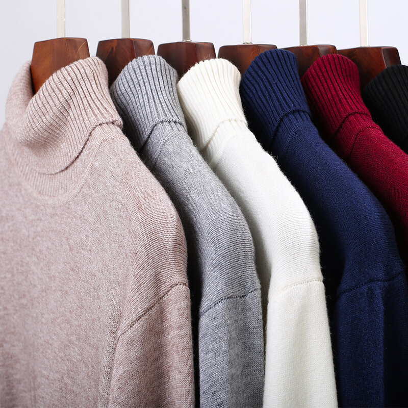 COODRONY Merek Musim Dingin Sweater Turtleneck Pakaian Pria Klasik Warna Murni Kasual Tebal Hangat Pullover Atasan Pria Jersey Rajutan Z1115